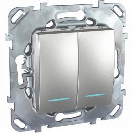 Изображение продукта Выключатель двухклавишный с подсветкой Schneider Electric Unica 